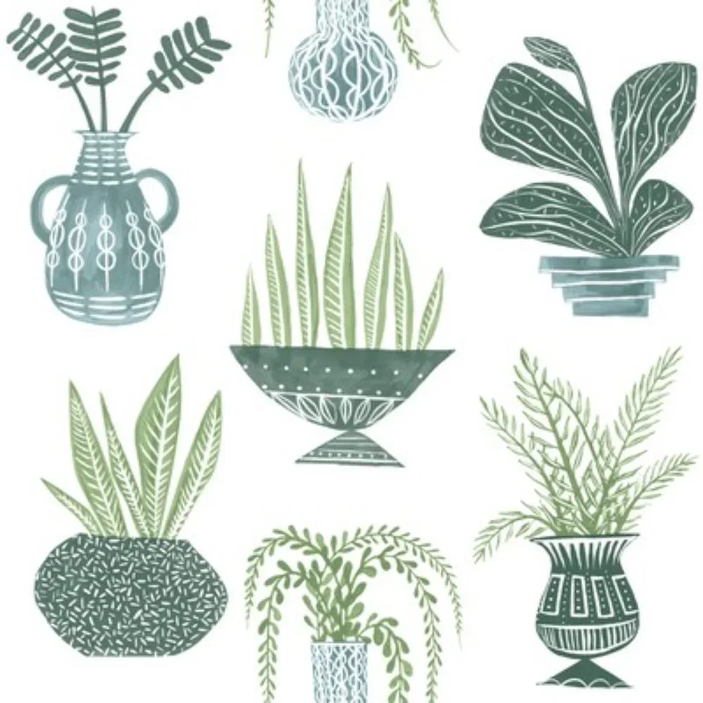 York Premium Peel and Stick Wallpaper in Green Plant Party Washable NWT+NWOT